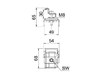 Ma�zeichnung 1 OBO KLE 25 A2 Endklemme fuer Freiflaechensystem 60x70x54  Edelstahl