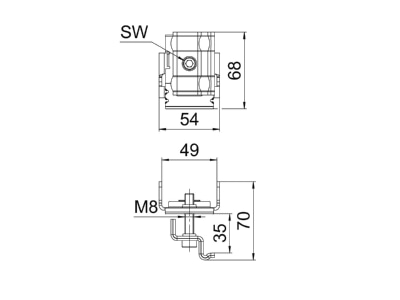 Dimensional drawing 1 OBO KLE 30 A2 Termination clamp
