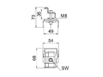 Dimensional drawing 2 OBO KLE 30 A2 Termination clamp