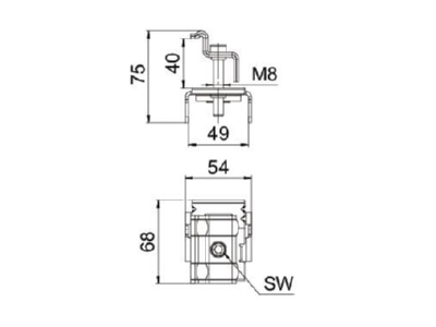 Dimensional drawing 1 OBO KLE 35 A2 Termination clamp
