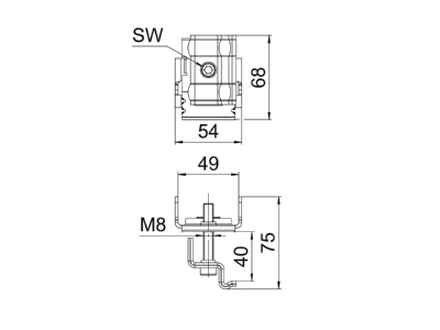 Dimensional drawing 2 OBO KLE 35 A2 Termination clamp