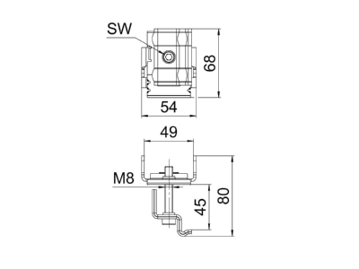 Dimensional drawing 1 OBO KLE 40 A2 Termination clamp
