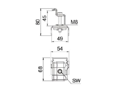 Dimensional drawing 2 OBO KLE 40 A2 Termination clamp