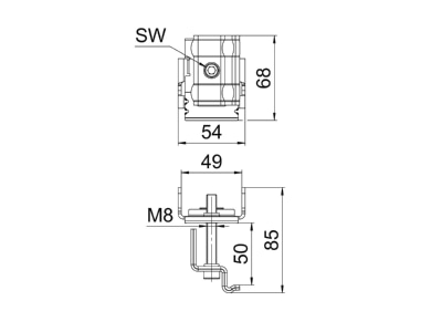 Dimensional drawing 1 OBO KLE 45 A2 Termination clamp
