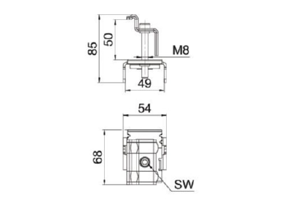 Dimensional drawing 2 OBO KLE 45 A2 Termination clamp