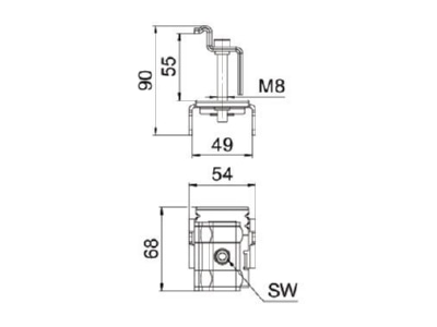 Dimensional drawing 1 OBO KLE 50 A2 Termination clamp
