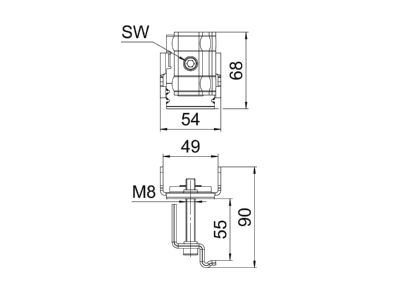 Dimensional drawing 2 OBO KLE 50 A2 Termination clamp