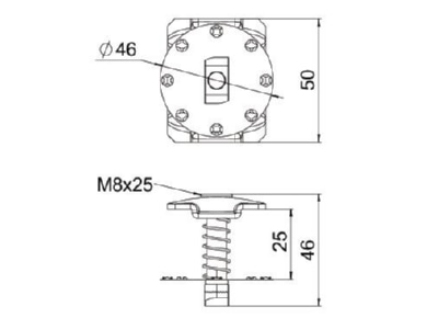 Dimensional drawing OBO KLZ F 25 A2 Middle clamp for photovoltaics mounting
