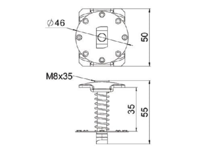 Dimensional drawing OBO KLZ F 35 A2 Middle clamp for photovoltaics mounting