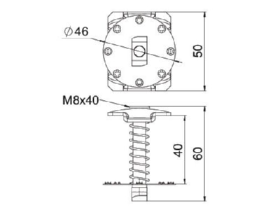 Dimensional drawing OBO KLZ F 40 A2 Middle clamp for photovoltaics mounting