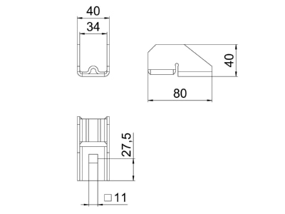 Dimensional drawing OBO KV FT Cross connector