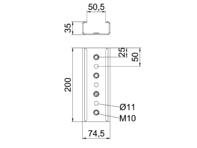 Dimensional drawing OBO LV FT Connector for photovoltaics mounting