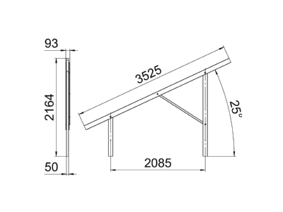 Dimensional drawing 1 OBO VT 25L FT Photovoltaics mounting system
