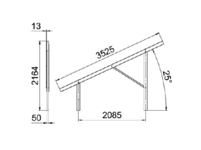 Dimensional drawing 2 OBO VT 25L FT Photovoltaics mounting system