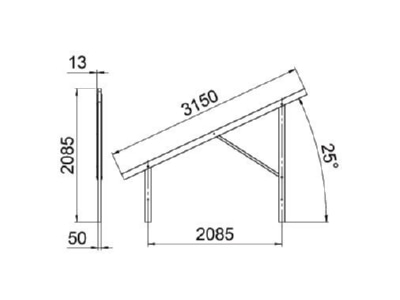 Dimensional drawing 1 OBO VT 25M FT Photovoltaics mounting system

