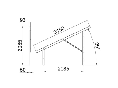 Dimensional drawing 2 OBO VT 25M FT Photovoltaics mounting system