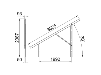 Dimensional drawing OBO VT 30L FT Photovoltaics mounting system