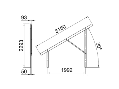 Dimensional drawing 1 OBO VT 30M FT Photovoltaics mounting system
