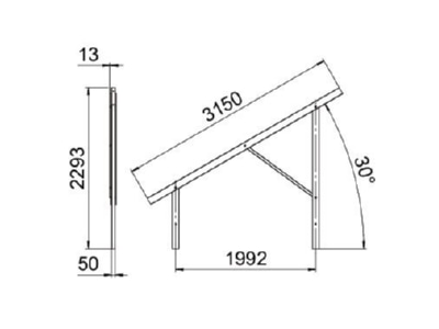 Dimensional drawing 2 OBO VT 30M FT Photovoltaics mounting system