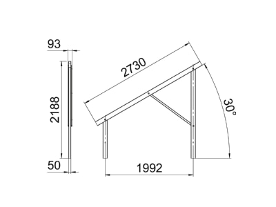 Dimensional drawing 1 OBO VT 30S FT Photovoltaics mounting system
