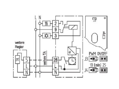 Circuit diagram Eberle easy 3 pt Room clock thermostat