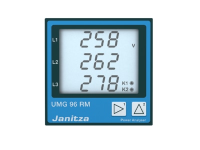 Produktbild Vorderseite 1 Janitza UMG 96RM P  5222065 Netzanalysator 24 90VAC  24 90VDC UMG 96RM P 5222065
