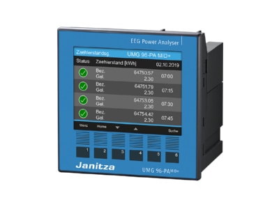 Produktbild Ansicht Links 1 Janitza UMG96PA MID  Energiemessgeraet Uhr Speicher