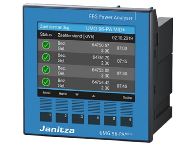 Produktbild Ansicht Links 2 Janitza UMG96PA MID  Energiemessgeraet Uhr Speicher