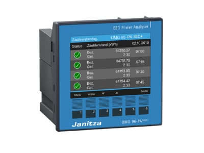 Produktbild Ansicht Rechts 1 Janitza UMG96PA MID  Energiemessgeraet Uhr Speicher