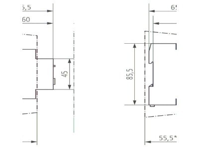 Dimensional drawing Theben ELPA 3 Staircase lighting timer 0 5   20min