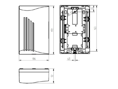Dimensional drawing Grothe GONG 569 w Bell 83dB 8V AC DC
