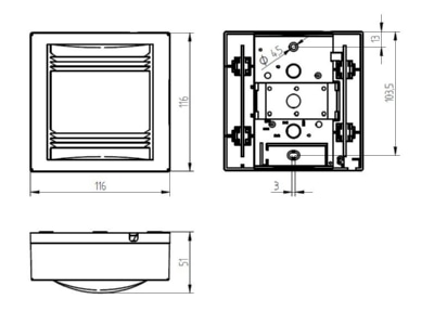 Dimensional drawing Grothe GONG 165 Bw Bell 83dB 8V AC