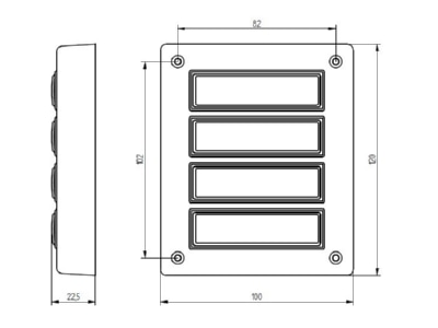 Dimensional drawing Grothe ETA 634 WS Push button panel door communication