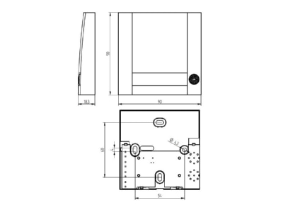 Mazeichnung Grothe DOMOLUX SIM SW Klingeltaster 1fach 90x90x18 5mm  sil sw