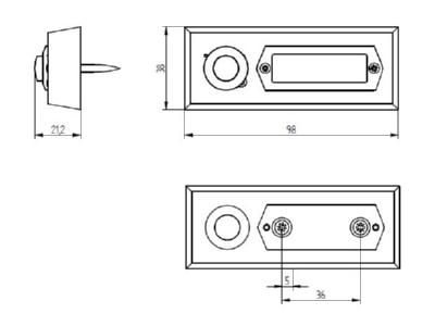 Dimensional drawing Grothe ETA 501 GA Doorbell panel 1 button