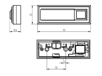 Dimensional drawing Grothe ETA 2122 Door bell push button surface mounted