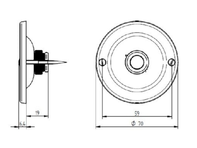 Mazeichnung Grothe KS 2070 MS GL Kontaktschale rund MS gebuerstet  UP KS 2070 MS GEB