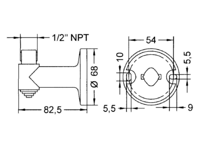 Dimensional drawing Grothe KSZ 8604 Mounting bracket for signal tower