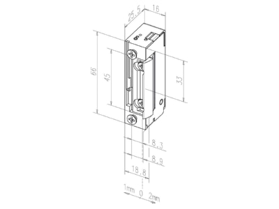 Mazeichnung 2 Assa Abloy effeff 118         A71 Radiustueroeffner 10 24V GS WS