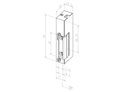 Dimensional drawing 2 Assa Abloy effeff 29E L R o S  Standard door opener