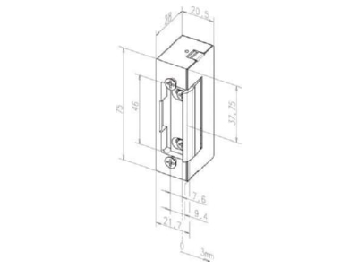 Dimensional drawing 2 Assa Abloy effeff 17E L R o S  Standard door opener