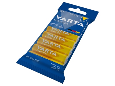 Rckseite Varta 4106 Fol 8 Batterie Longlife AA Mignon  LR6  Al Mn
