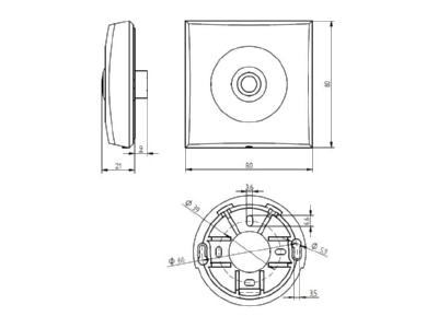Dimensional drawing Grothe ETA S 200 LED ws Doorbell surface mounted