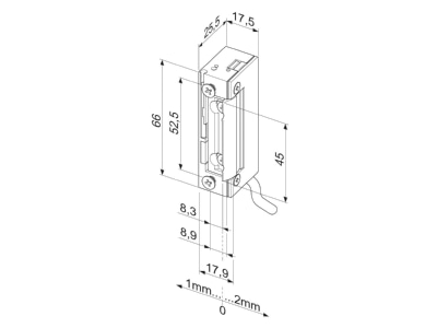 Dimensional drawing Assa Abloy effeff 118W        A71 Electrical door opener