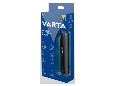 Back view Varta 18900 Flashlight 160mm rechargeable black
