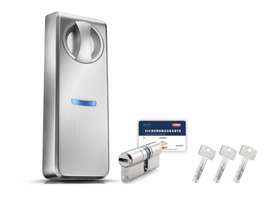 Ansicht schrg Somfy 1870618 Smartes Tuerschloss ABUS Tuerb dicke 7 9cm