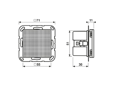 Dimensional drawing Jung LSM A 4 WWM 1 way Loudspeaker box 120   15000Hz