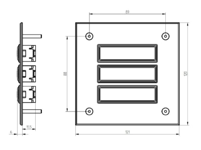 Dimensional drawing Grothe ETA 803 EV1 Push button panel door communication