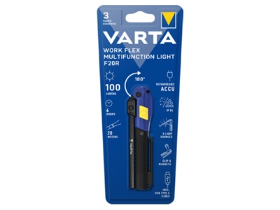 Product image detailed view Varta 18649 Bli 1 Flashlight 225mm rechargeable Anthracite