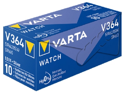 Back view Varta V 364 Stk 1 Battery Button cell 17mAh 1 55V